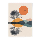 Minimalist Tree Reflection Photographic Print, Abstract Sunset Art, Modern Landscape Wall Decor, Geometric Nature Photography - Tawshia